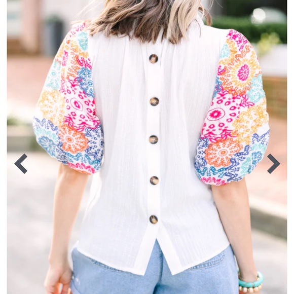 THML Puff Sleeve Ruffle Neck Top - Picture 9 of 9